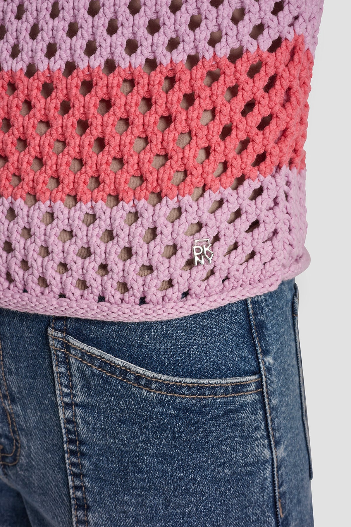 DKNY OPEN STITCH STRIPE SWEATER