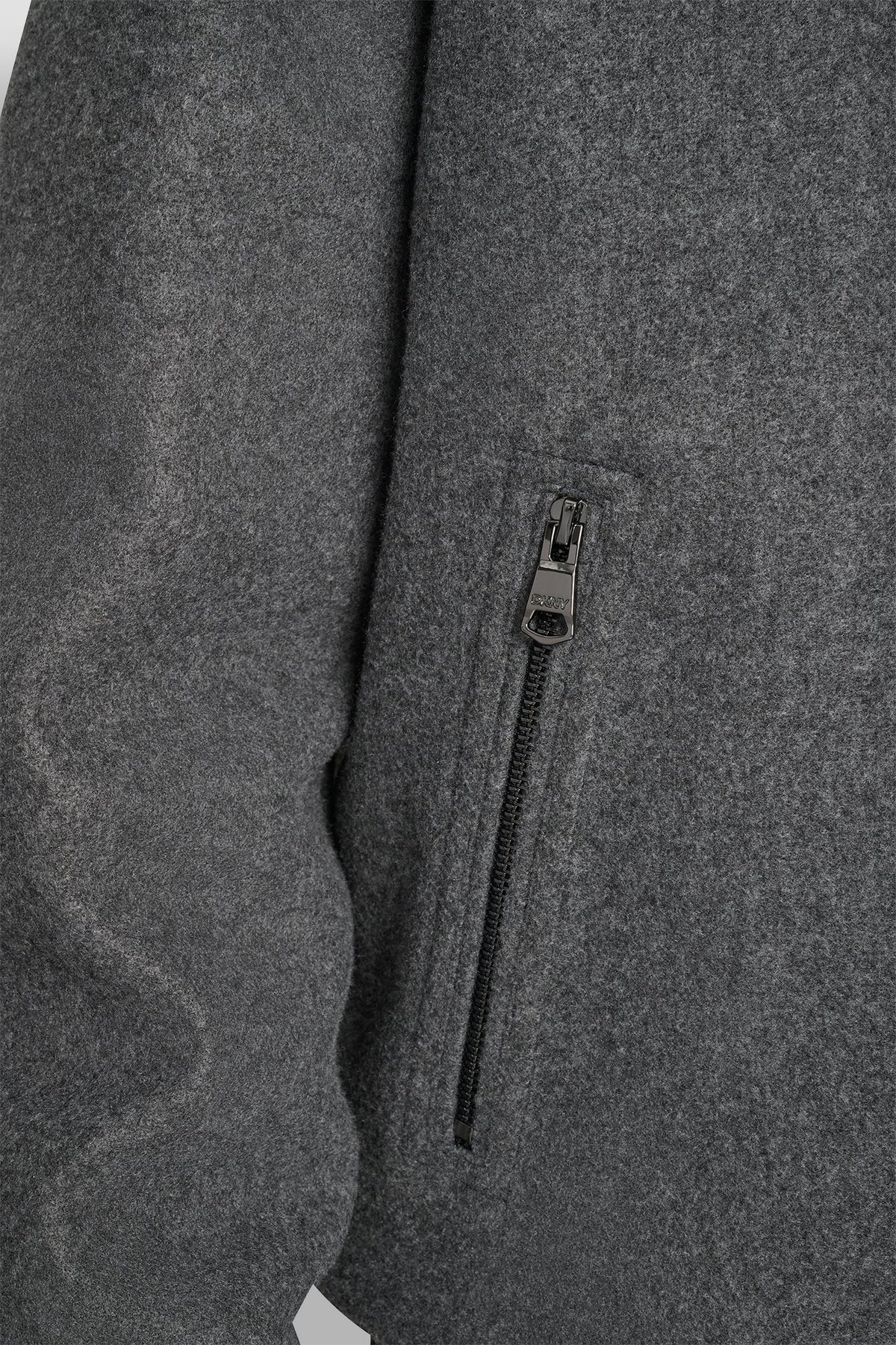 DKNY FAUX WOOL BOMBER WITH HOODED BIB