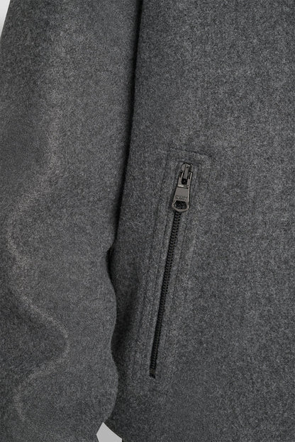 DKNY FAUX WOOL BOMBER WITH HOODED BIB