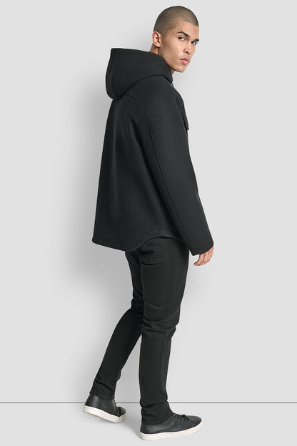 DKNY FAUX WOOL HOODED SHIRT JACKET