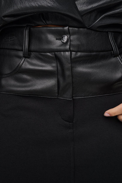 DKNY MIXED MEDIA SPLIT FRONT MIDI SKIRT