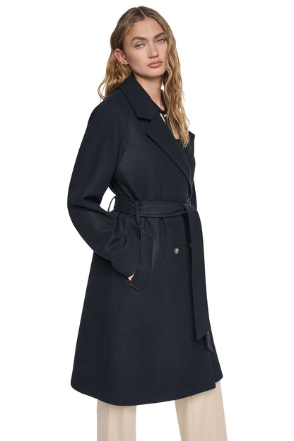 DKNY DOUBLE BREASTED WRAP COAT