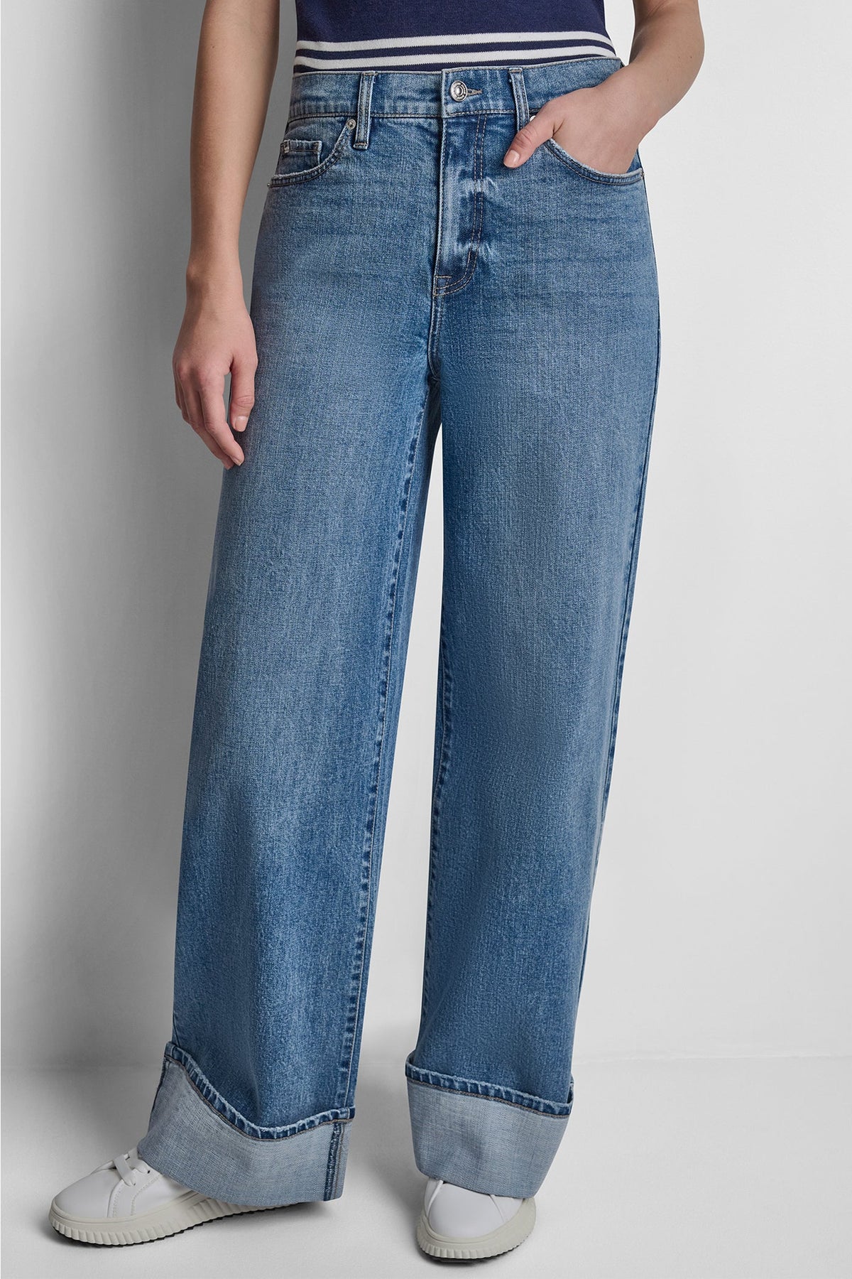 DKNY HIGH-RISE CUFFED WIDE LEG