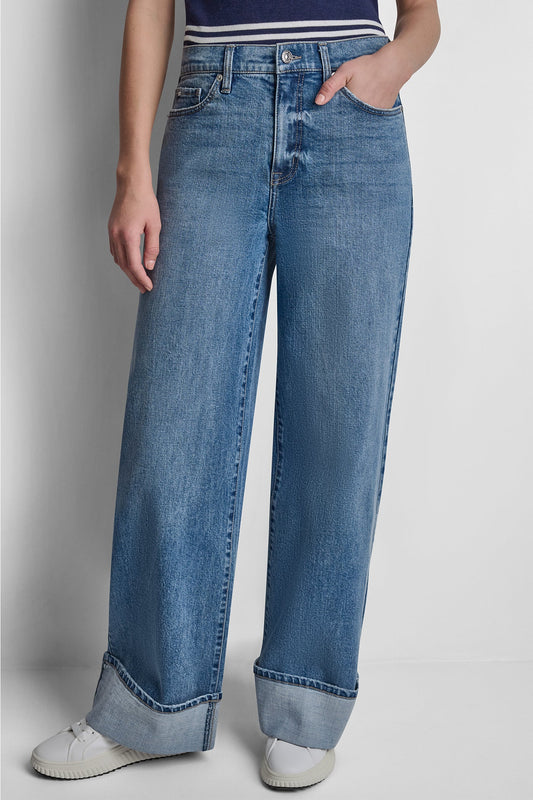 DKNY HIGH-RISE CUFFED WIDE LEG