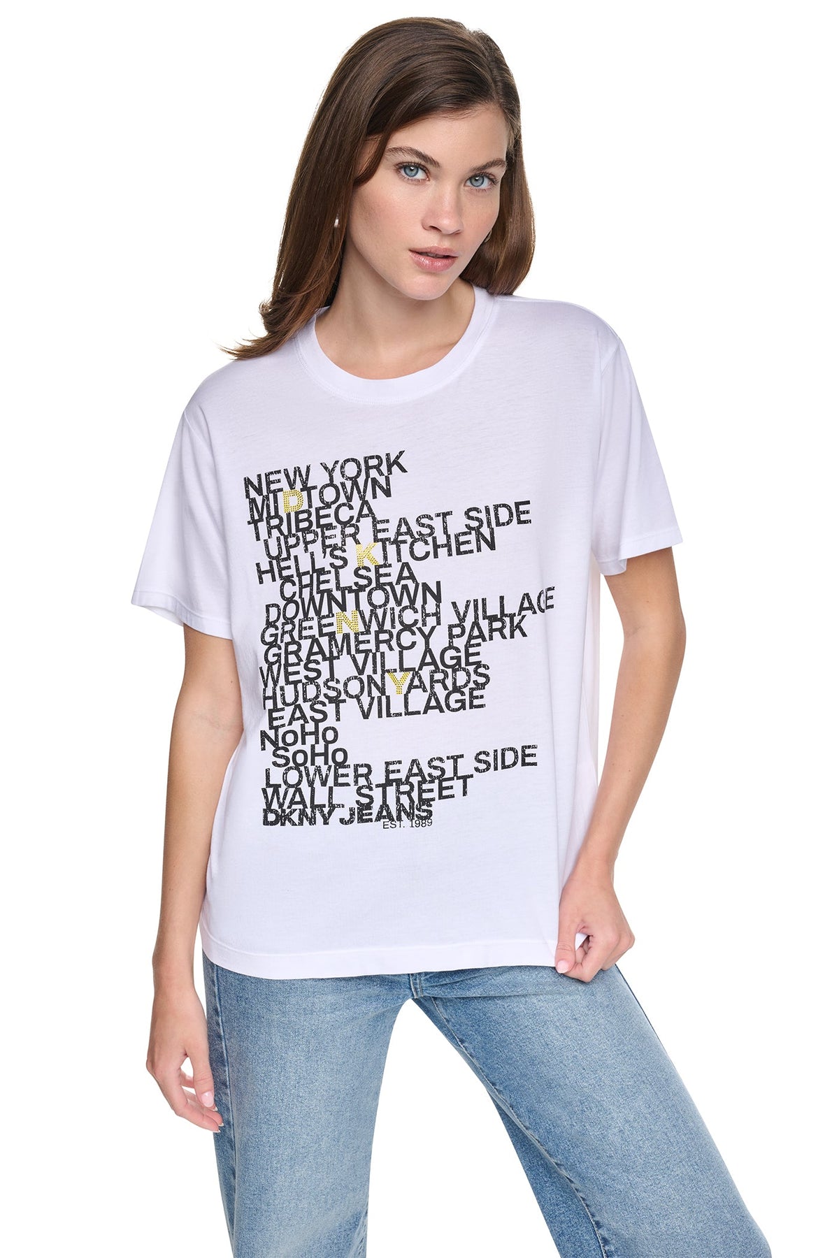 DKNY RHINESTONE NEIGHBORHOOD TEE