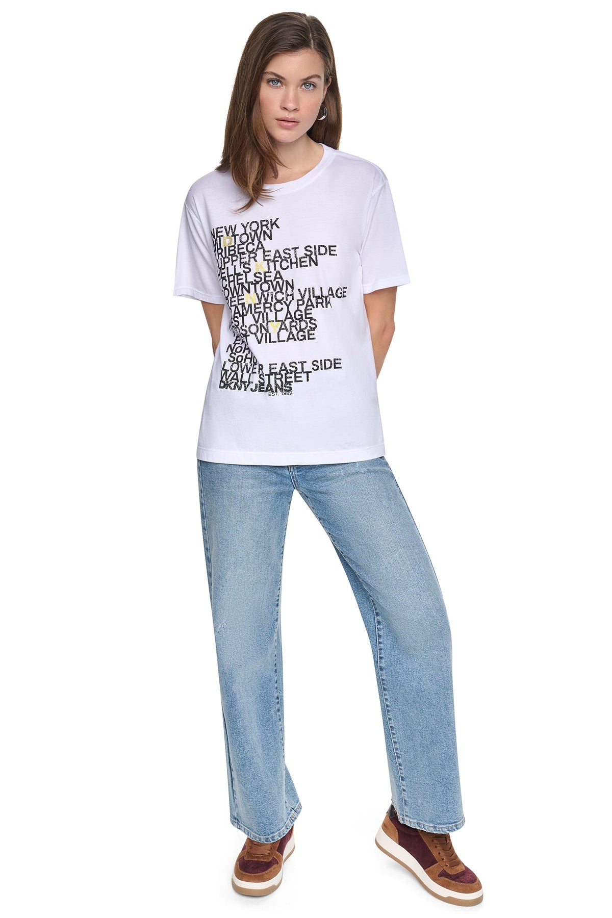 DKNY RHINESTONE NEIGHBORHOOD TEE
