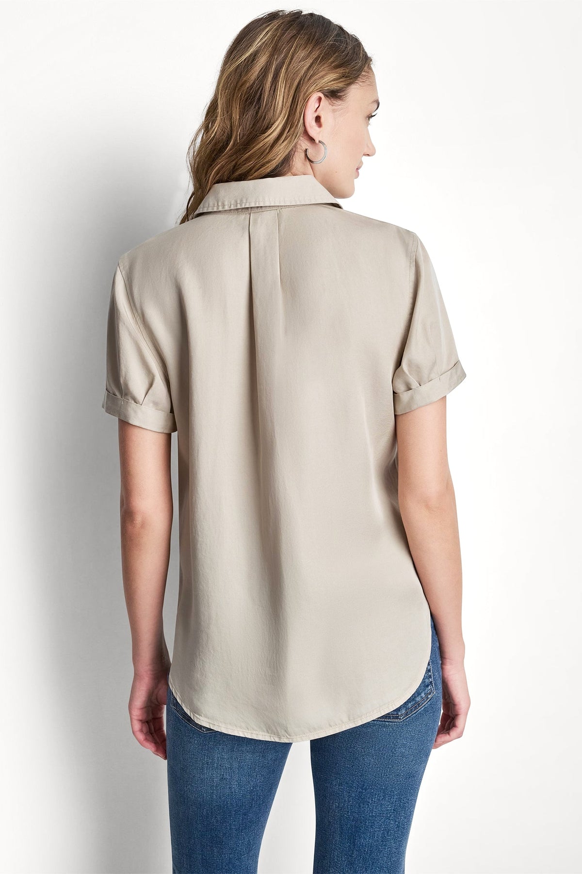 DKNY GARMENT DYE BUTTON-FRONT SHIRT