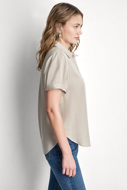 DKNY GARMENT DYE BUTTON-FRONT SHIRT
