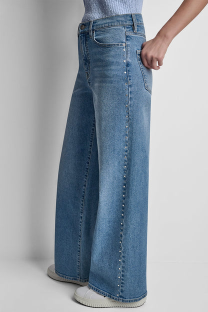 DKNY HIGH-RISE RHINESTONE STUD WIDE LEG