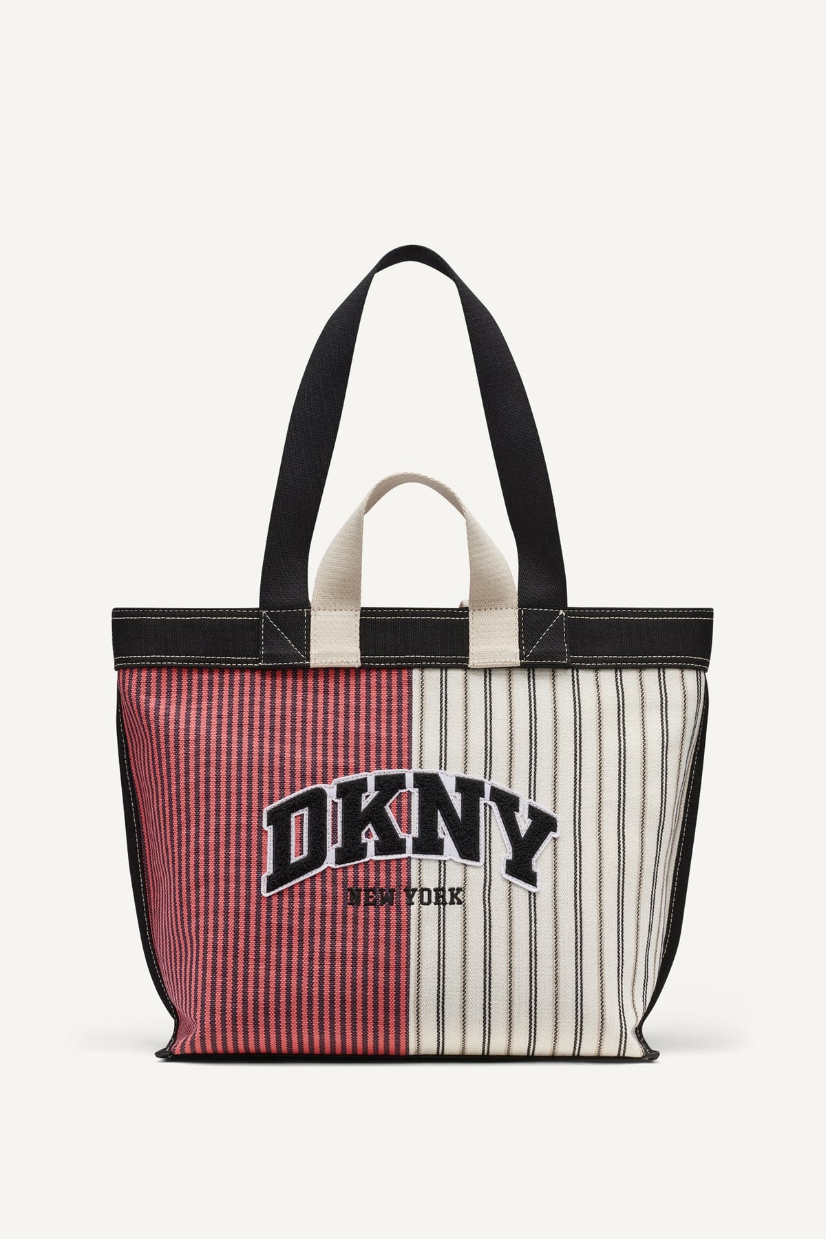 DKNY BRADY CANVAS STRIPE LOGO TOTE
