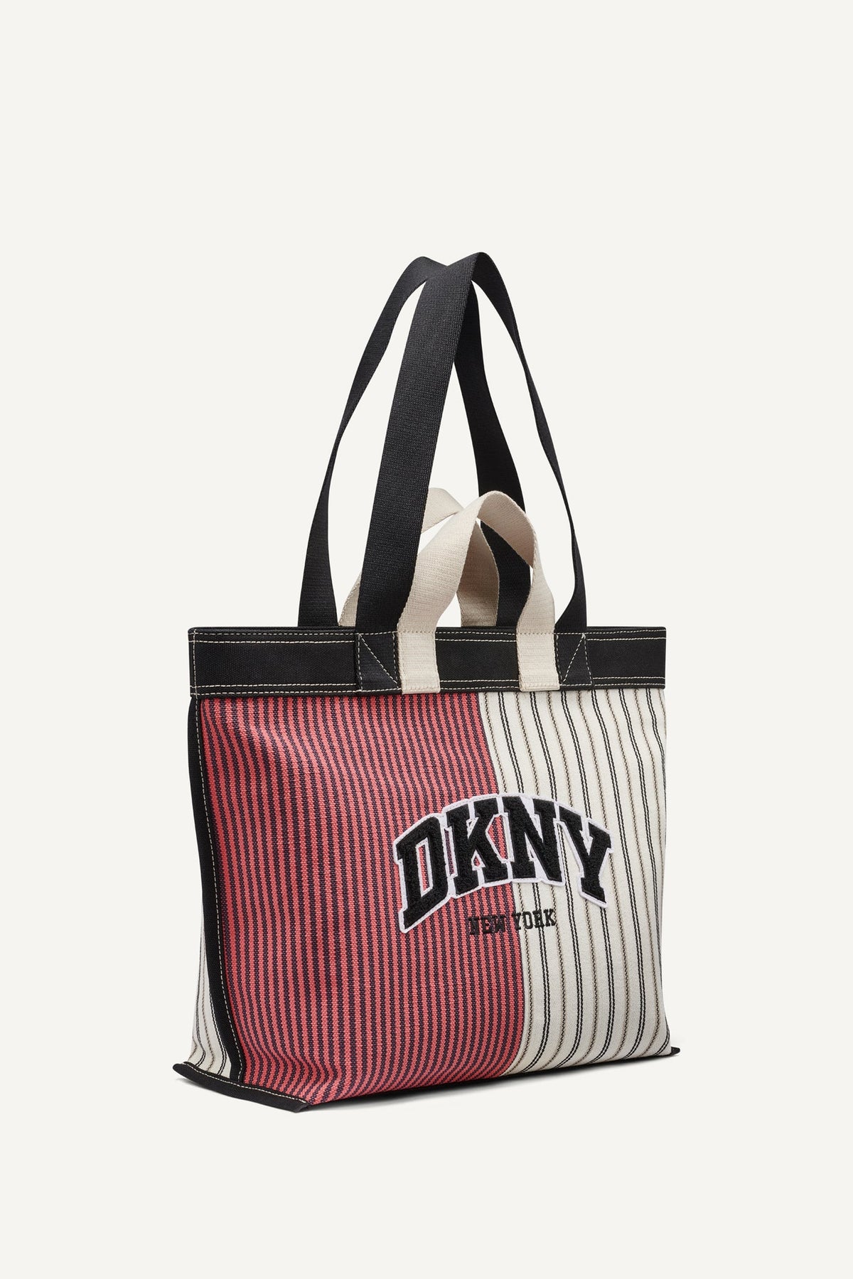 DKNY BRADY CANVAS STRIPE LOGO TOTE