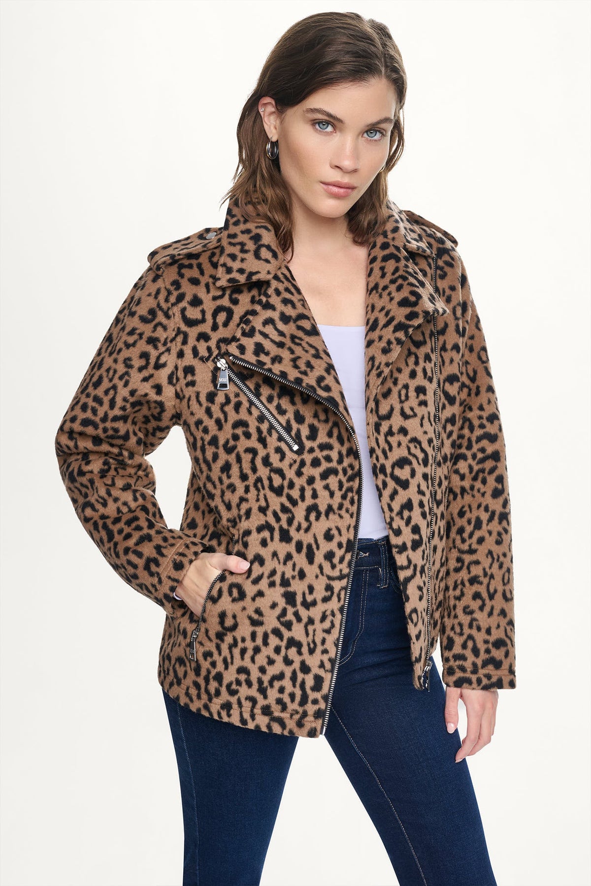 DKNY LEOPARD MOTO JACKET