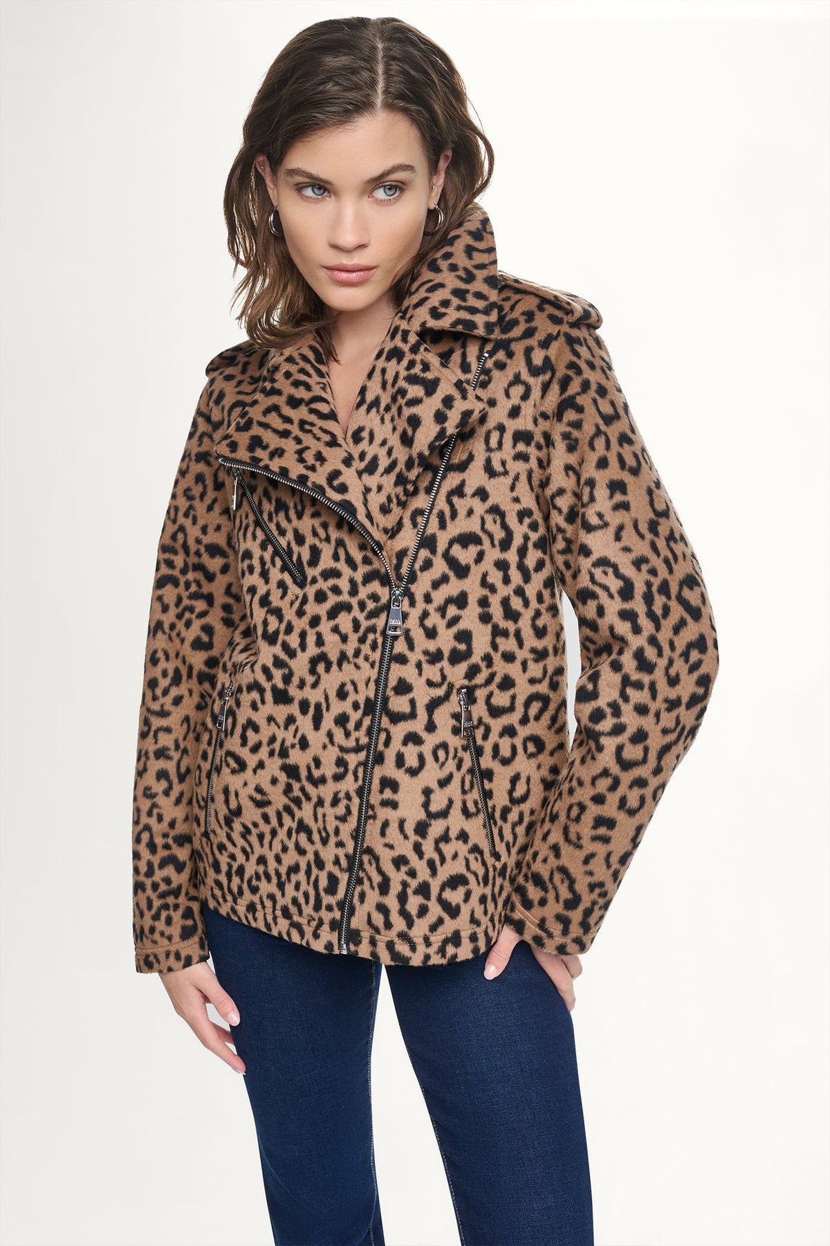 DKNY LEOPARD MOTO JACKET
