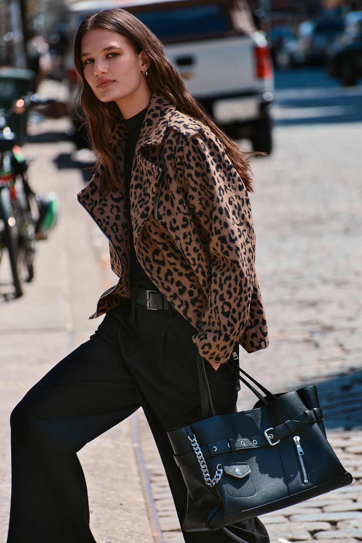DKNY LEOPARD MOTO JACKET