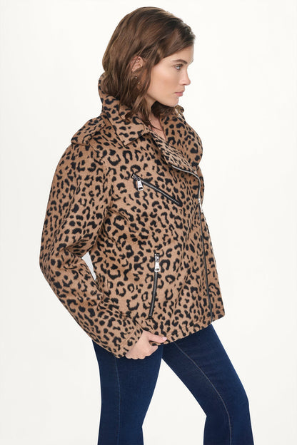 DKNY LEOPARD MOTO JACKET