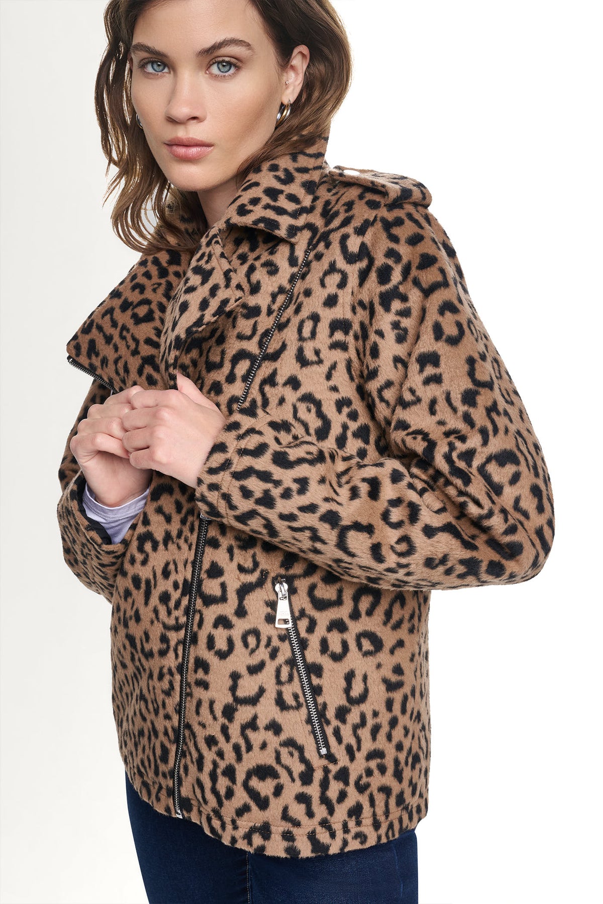 DKNY LEOPARD MOTO JACKET