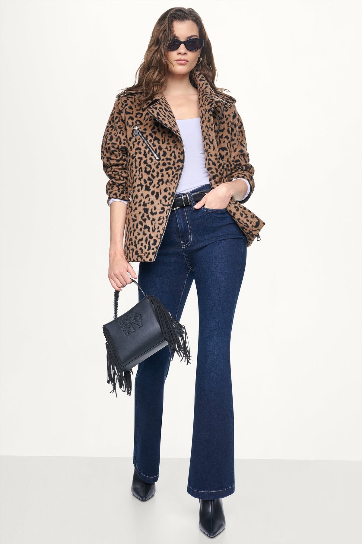 DKNY LEOPARD MOTO JACKET