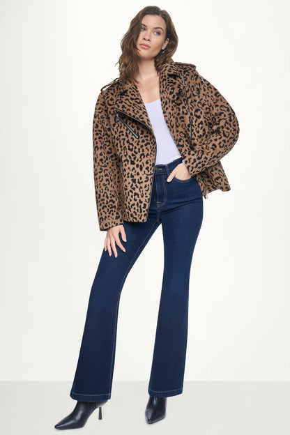 DKNY LEOPARD MOTO JACKET
