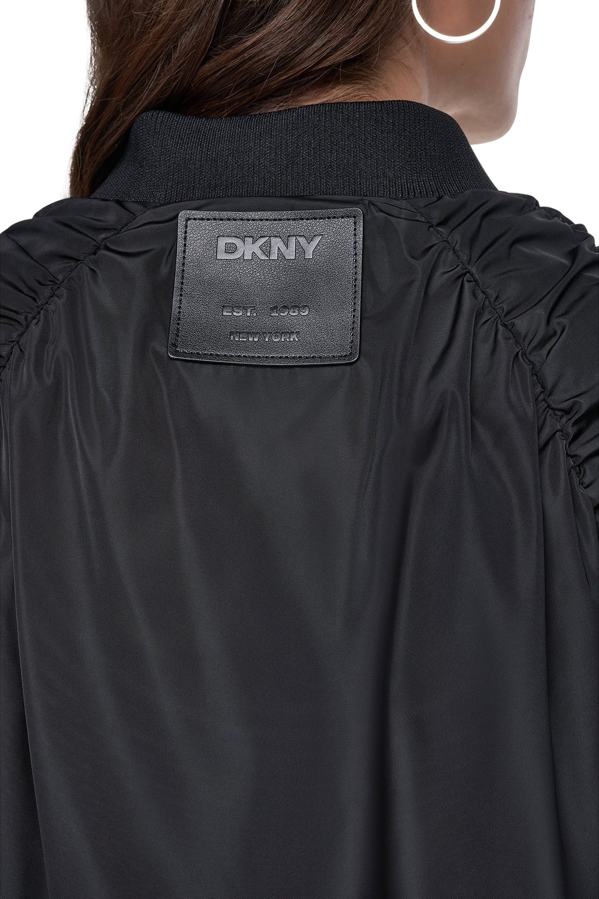 DKNY PINS & PATCHES RUCHED JACKET