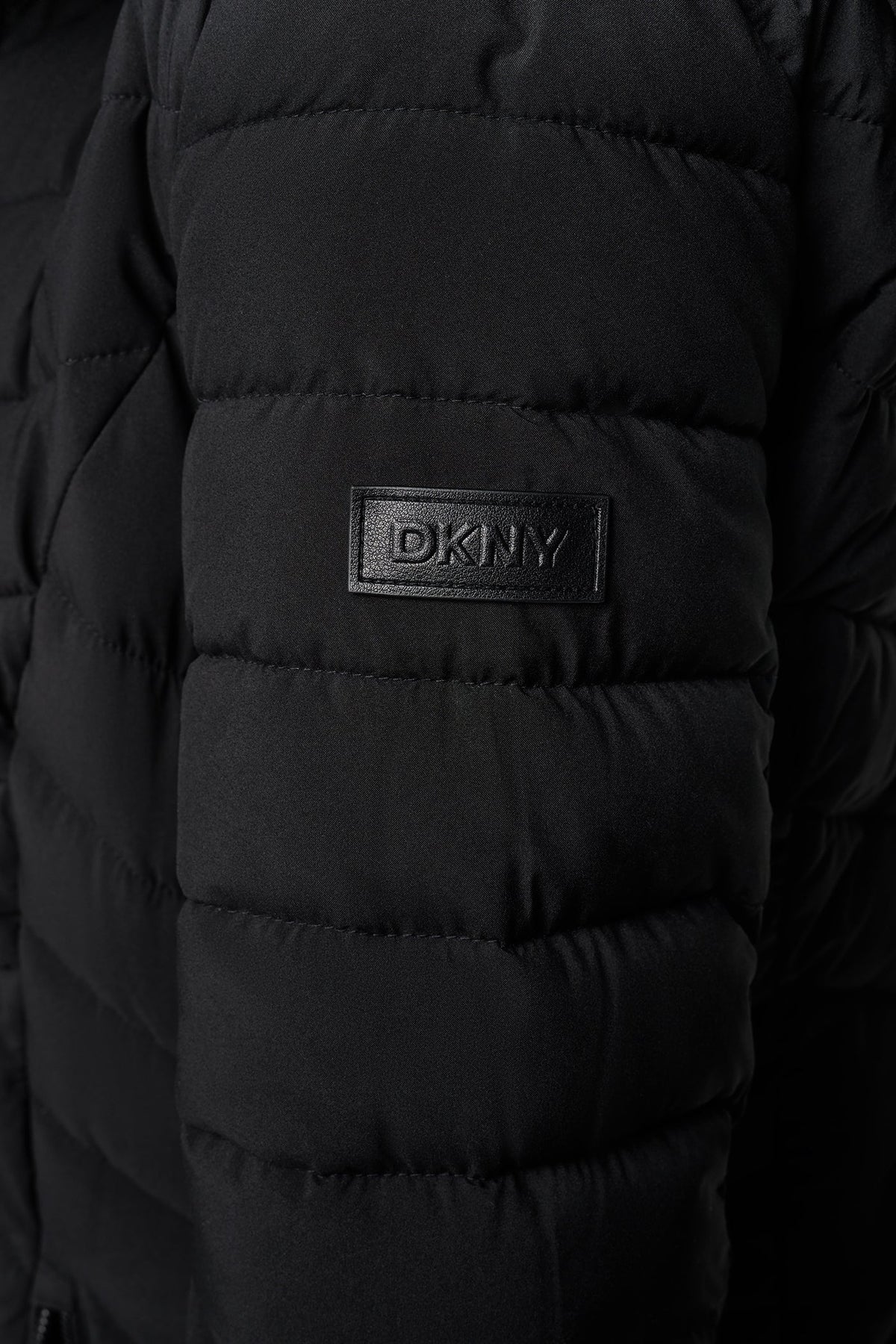 DKNY HOODED STAND COLLAR PUFFER