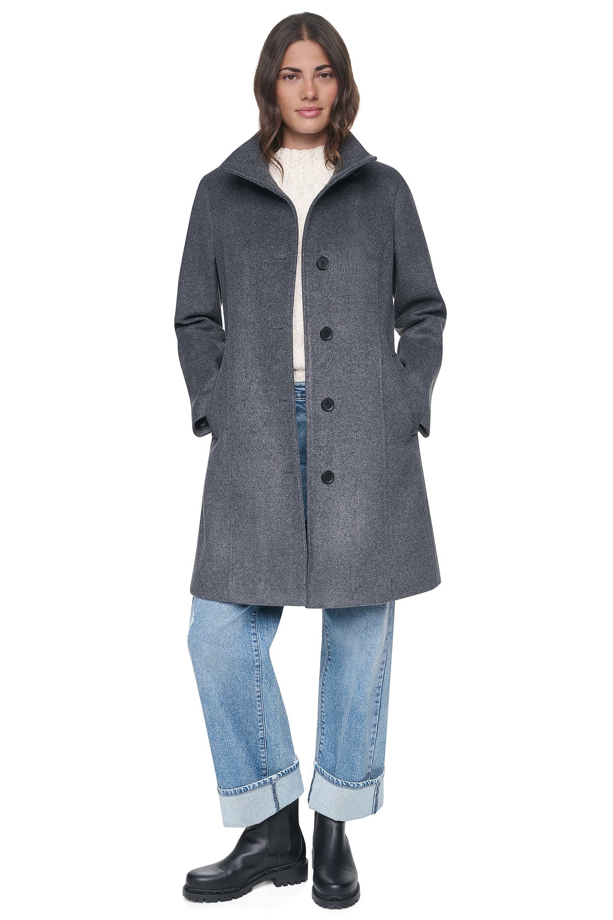 DKNY STAND COLLAR COAT