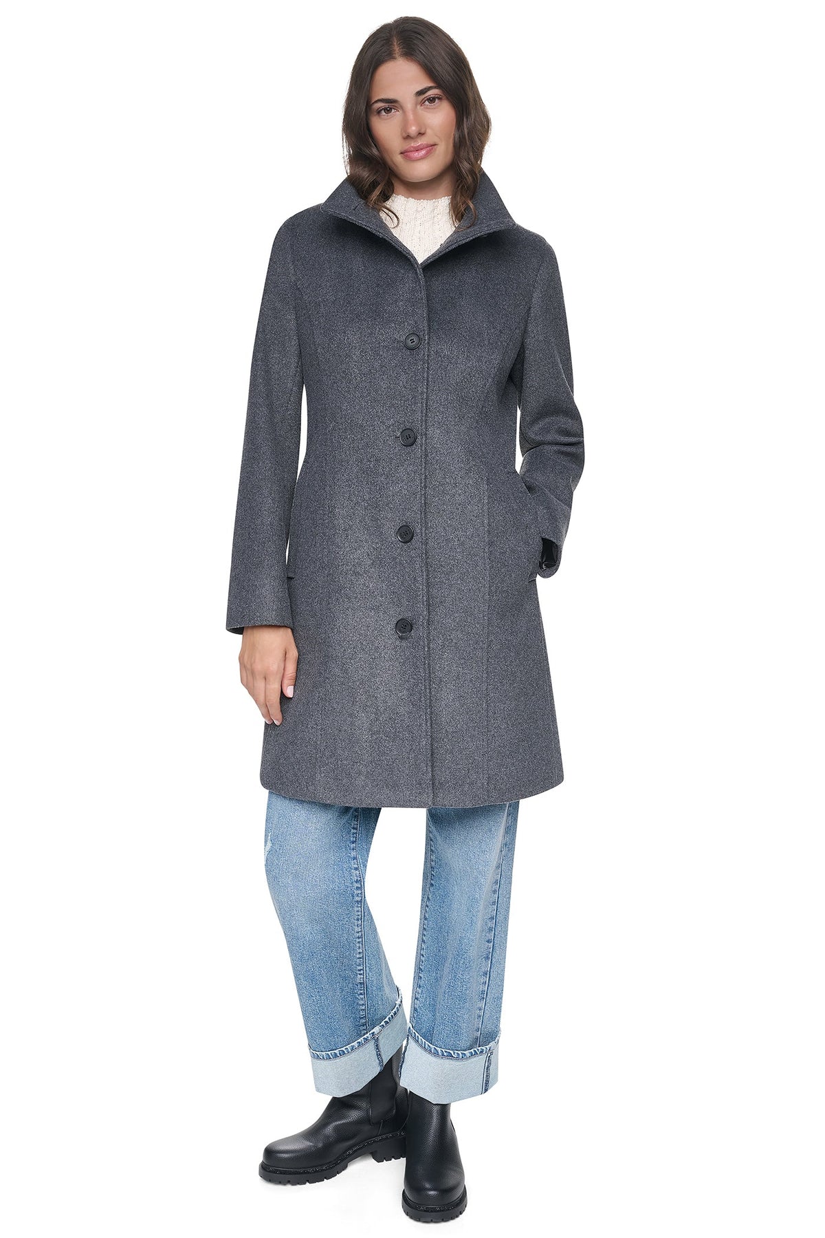 DKNY STAND COLLAR COAT