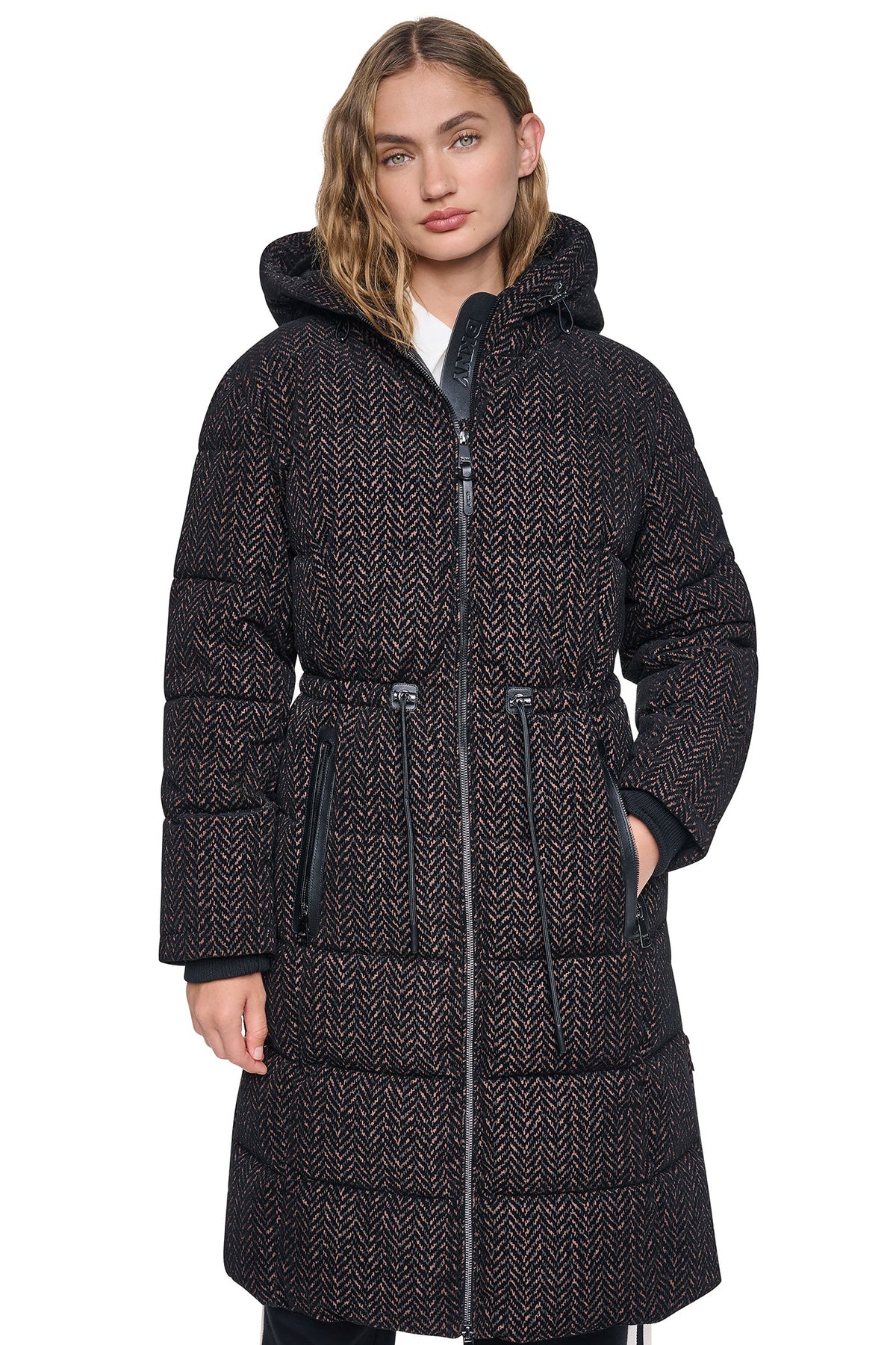 DKNY MAXI PUFFER COAT WITH HOOD
