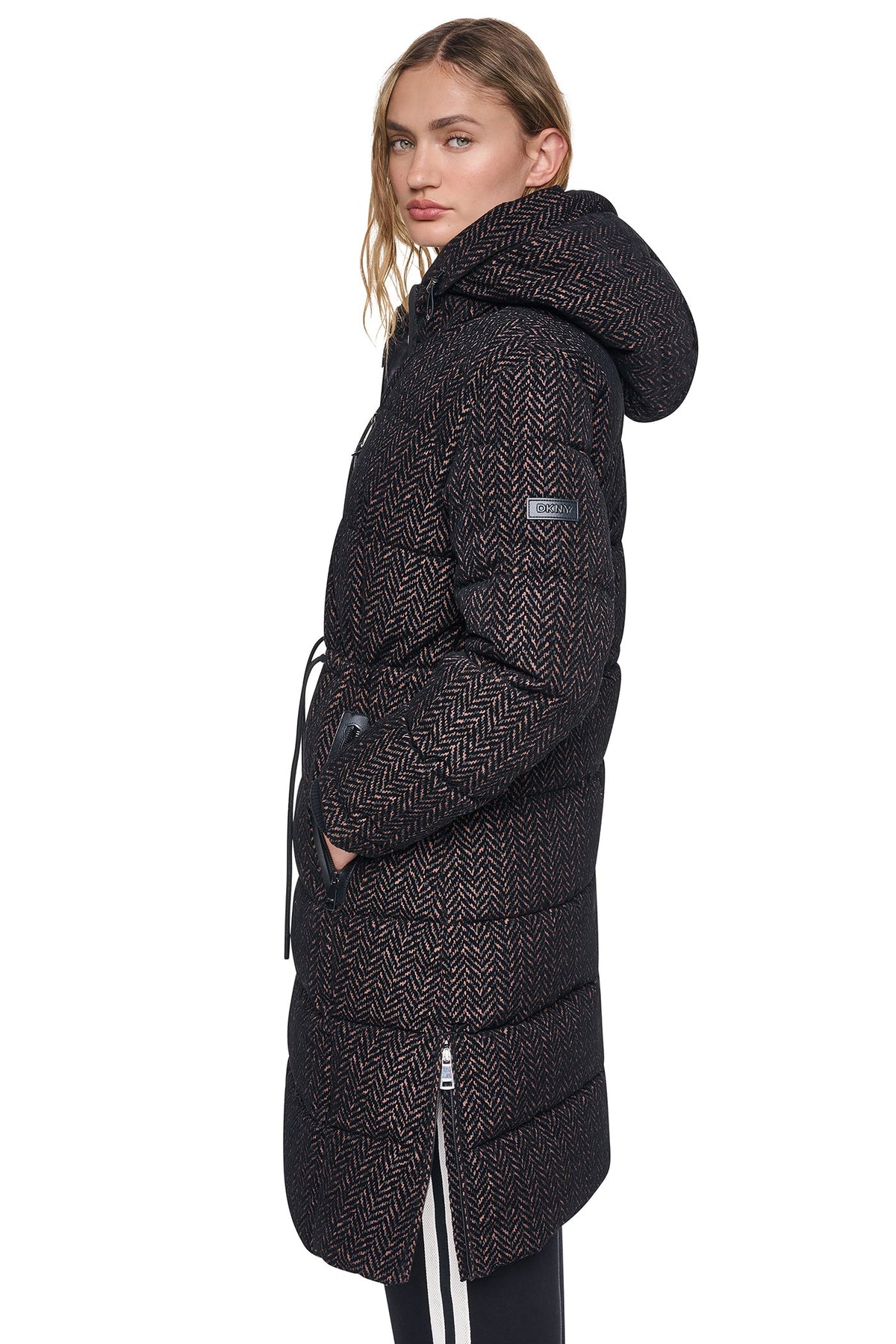 DKNY MAXI PUFFER COAT WITH HOOD