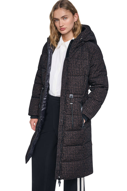DKNY MAXI PUFFER COAT WITH HOOD