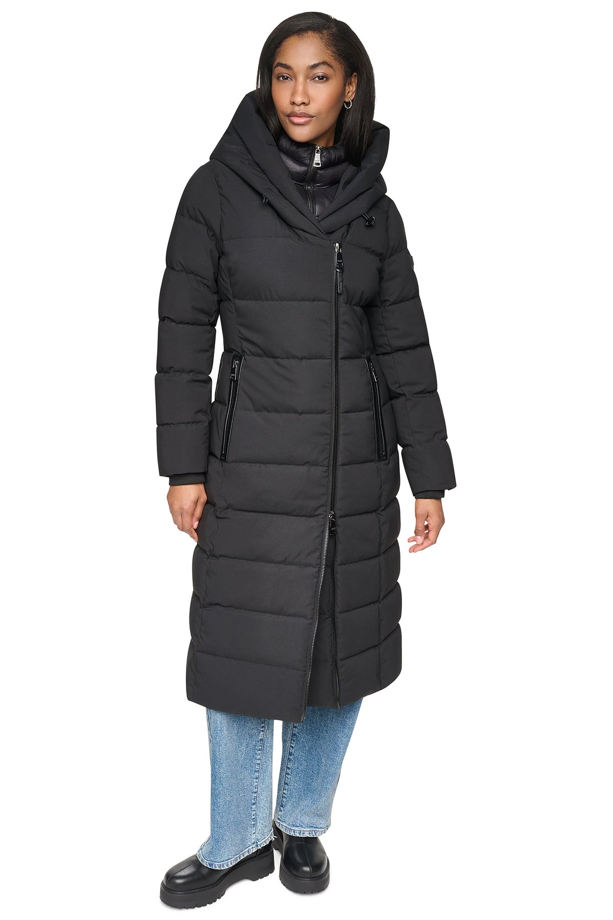 DKNY LONG HOODED PUFFER COAT