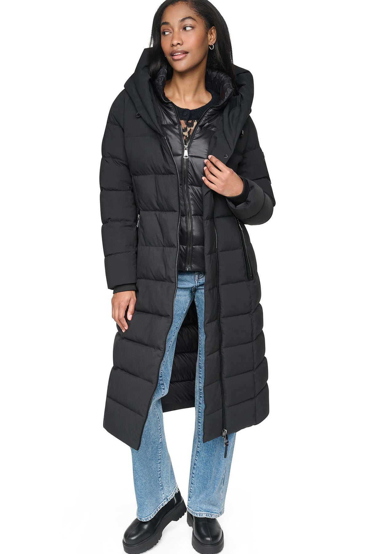 DKNY LONG HOODED PUFFER COAT