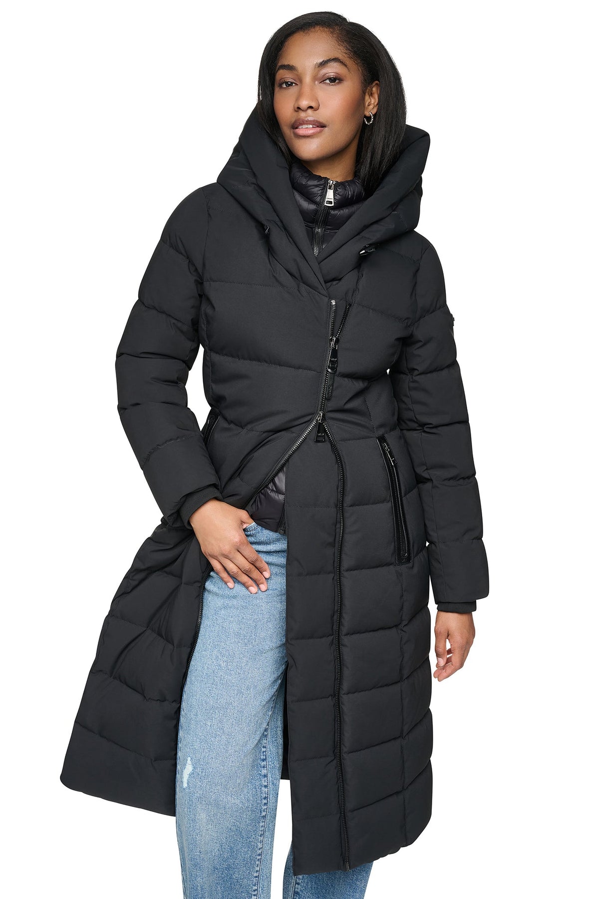 DKNY LONG HOODED PUFFER COAT