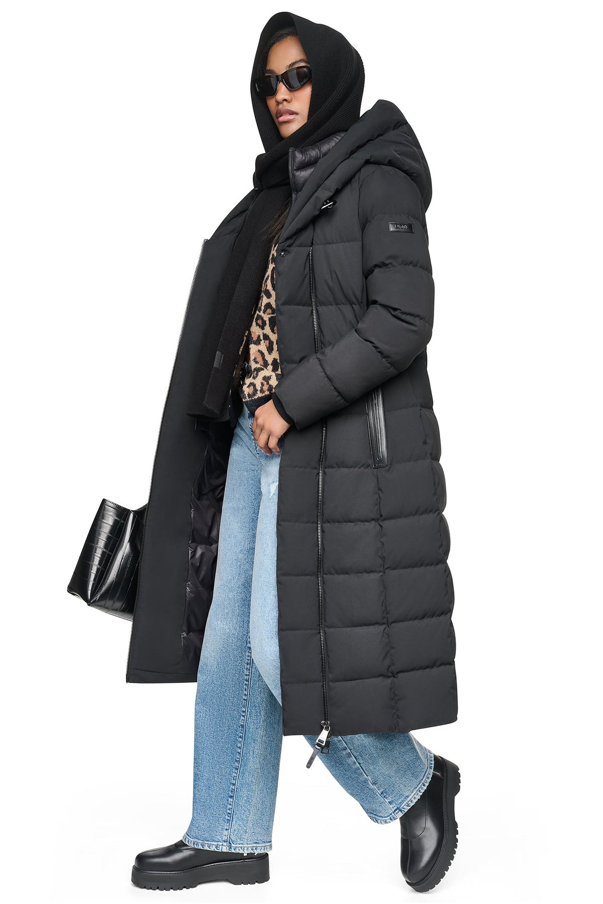 DKNY LONG HOODED PUFFER COAT