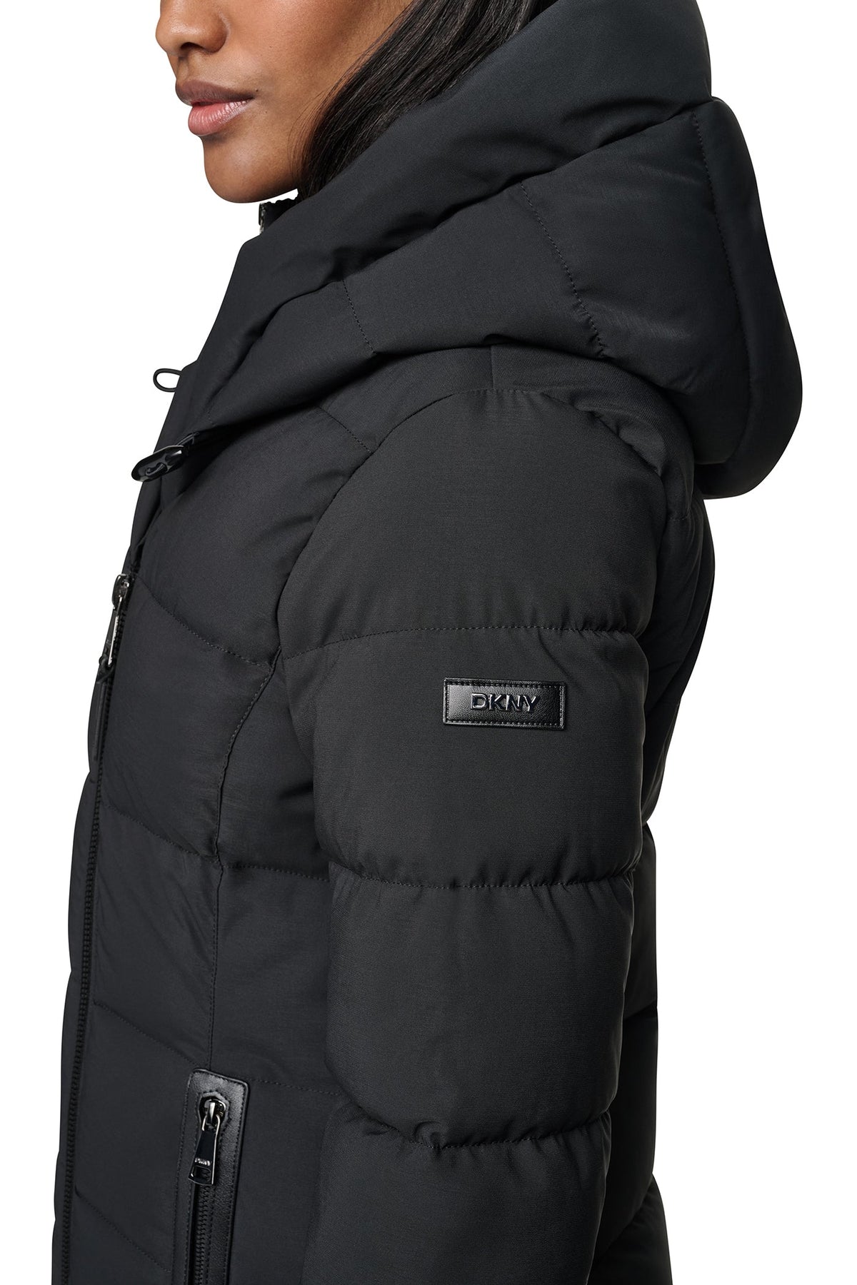DKNY LONG HOODED PUFFER COAT