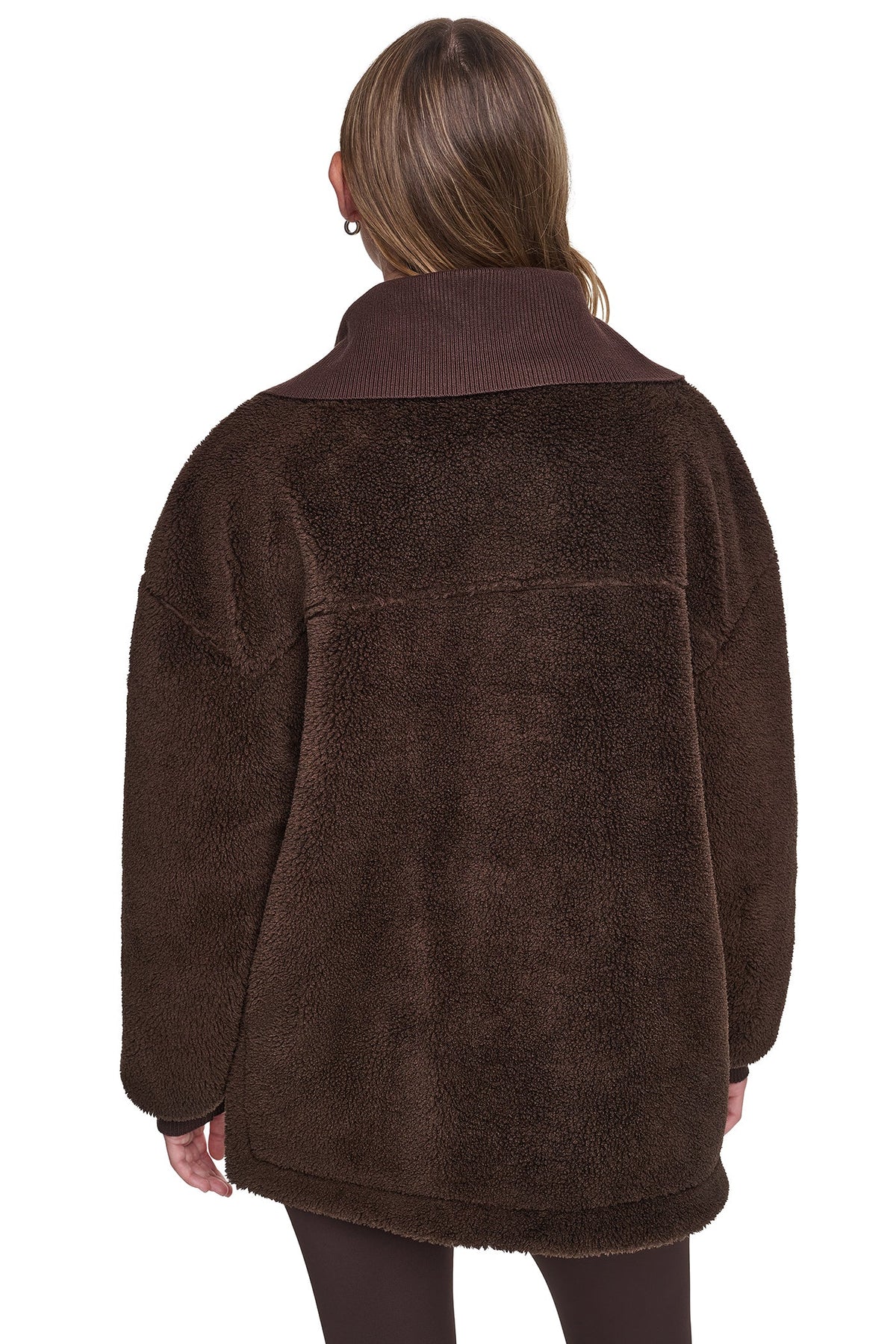 DKNY FUNNEL NECK SHERPA JACKET