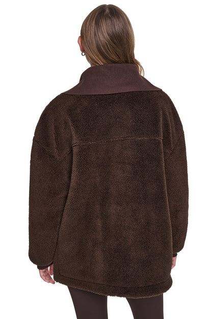 DKNY FUNNEL NECK SHERPA JACKET
