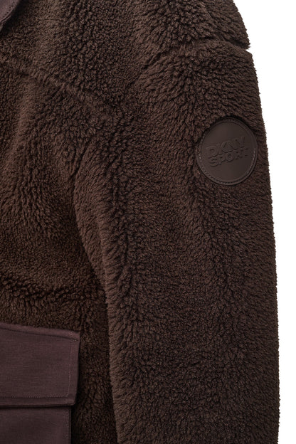 DKNY FUNNEL NECK SHERPA JACKET