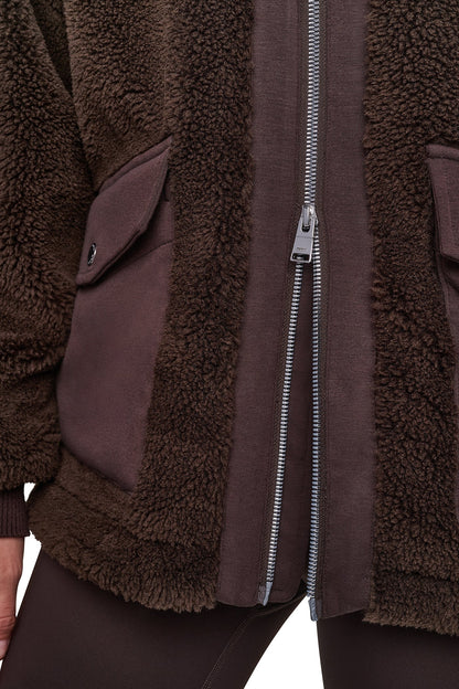 DKNY FUNNEL NECK SHERPA JACKET