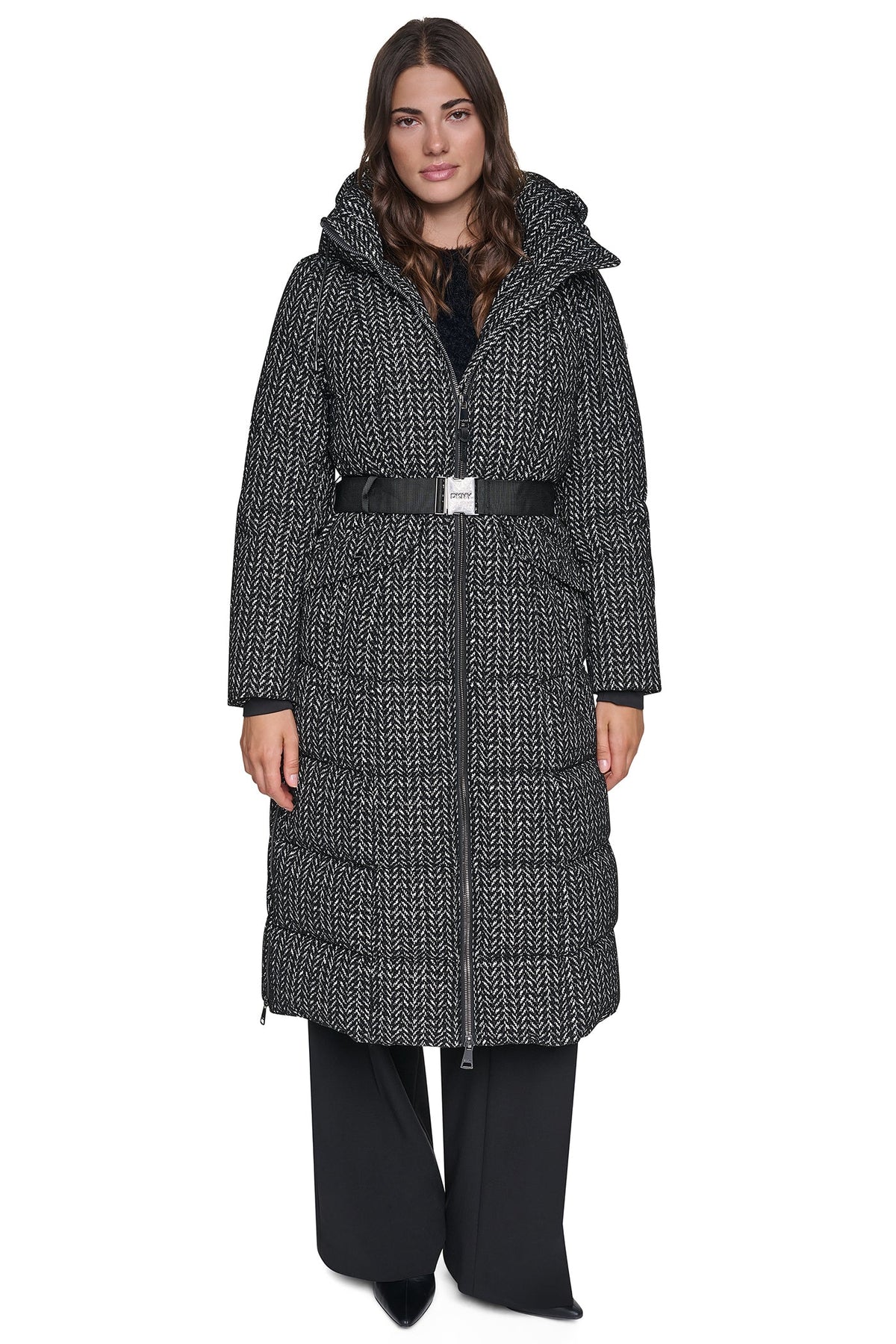 DKNY MAXI PUFFER WITH BELT