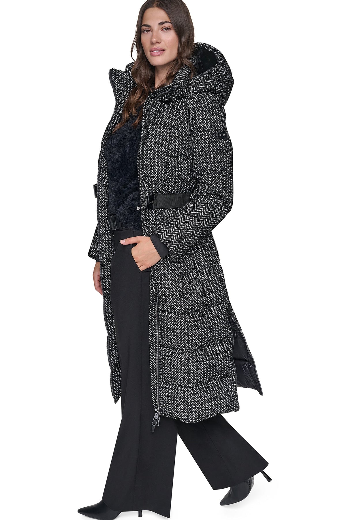 DKNY MAXI PUFFER WITH BELT