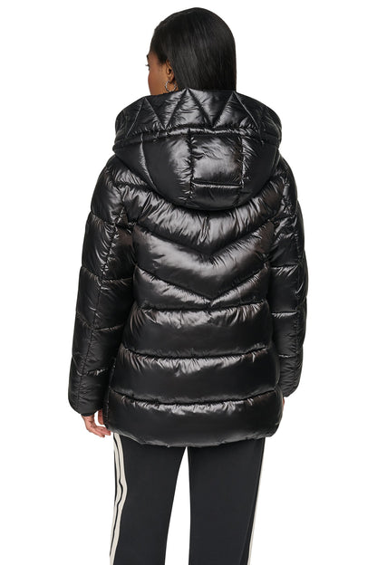 DKNY PEARALIZED HOODED PUFFER