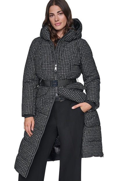 DKNY MAXI PUFFER WITH BELT