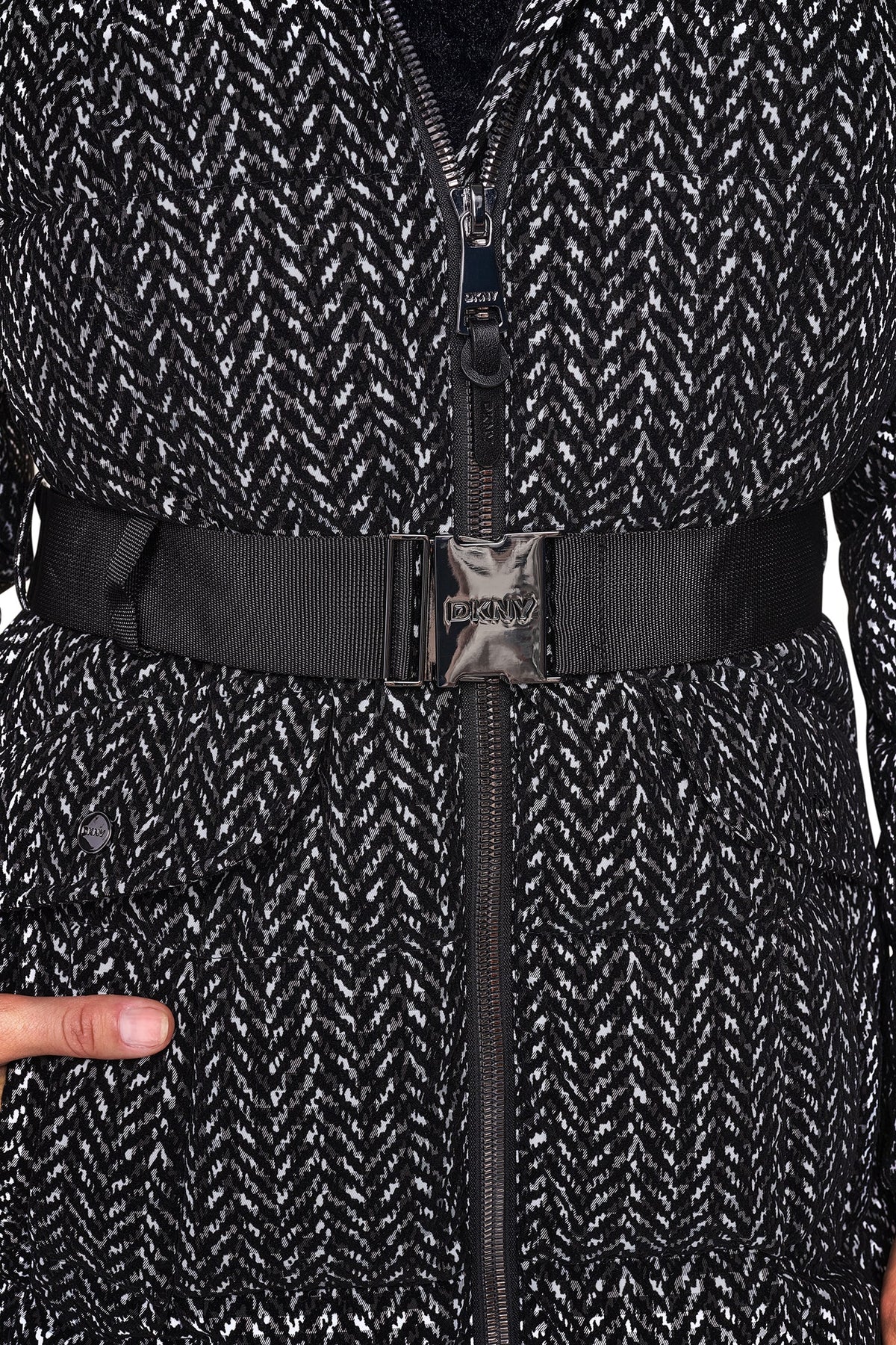 DKNY MAXI PUFFER WITH BELT