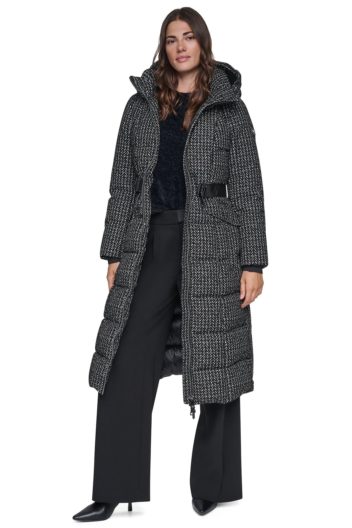 DKNY MAXI PUFFER WITH BELT