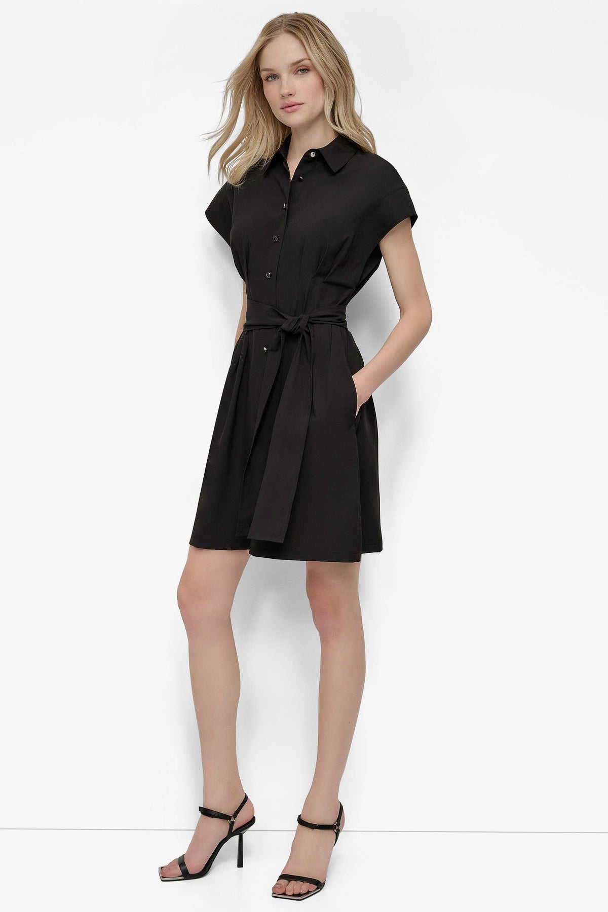 DKNY TIE WAIST COMMUTER DRESS