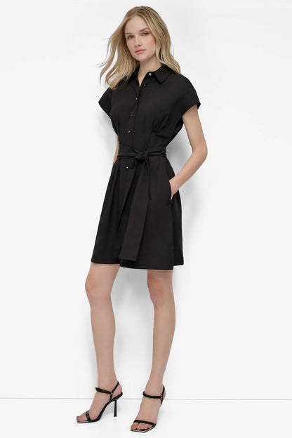DKNY TIE WAIST COMMUTER DRESS