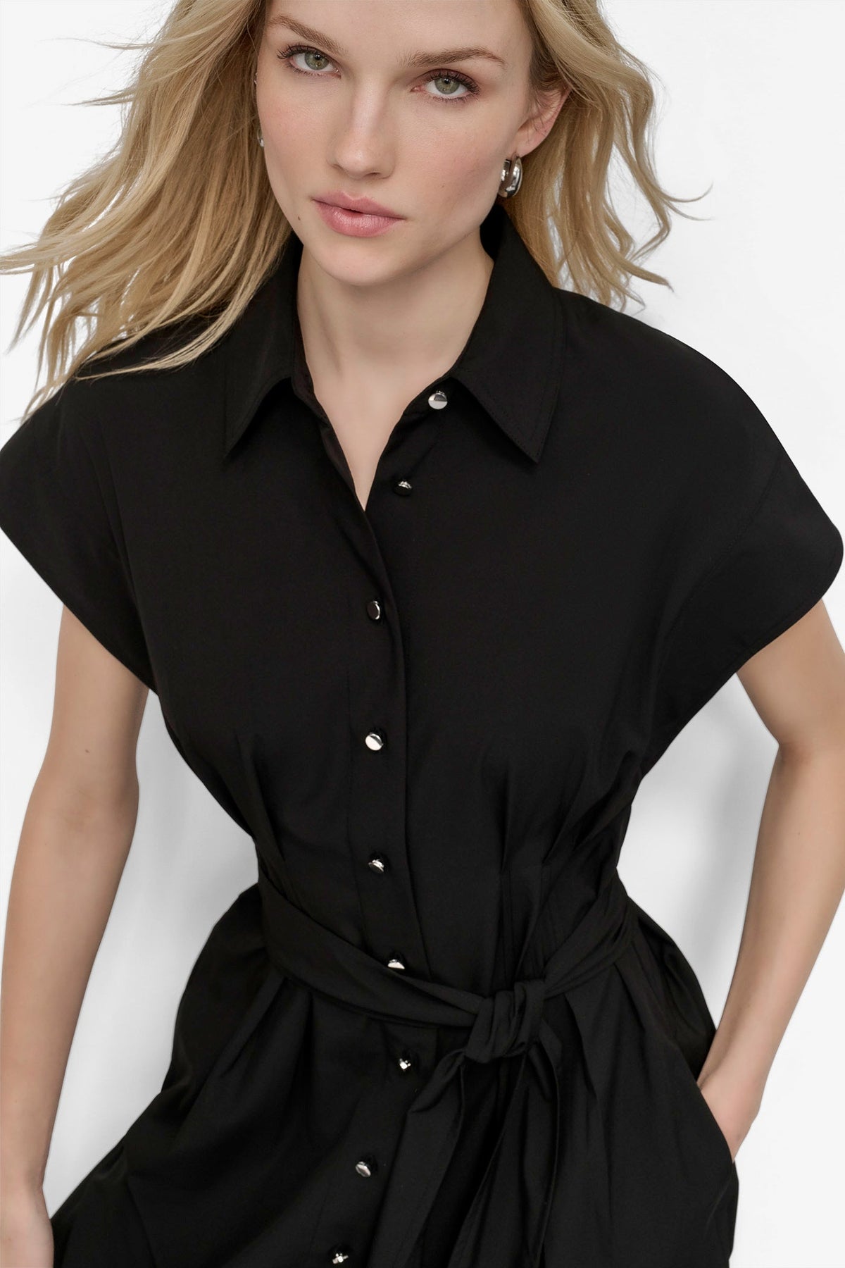 DKNY TIE WAIST COMMUTER DRESS