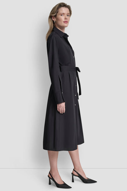 DKNY BUTTON DOWN MIDI SHIRT DRESS