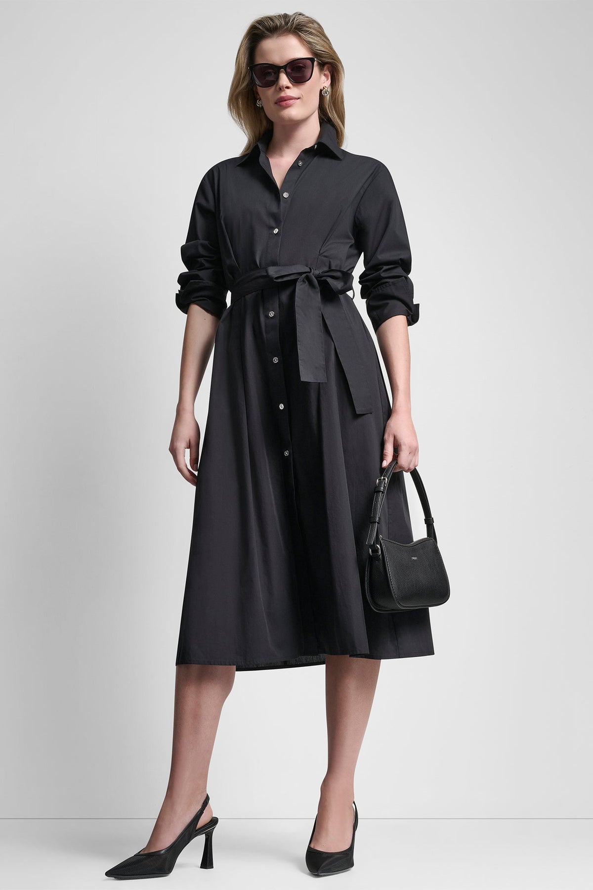 DKNY BUTTON DOWN MIDI SHIRT DRESS