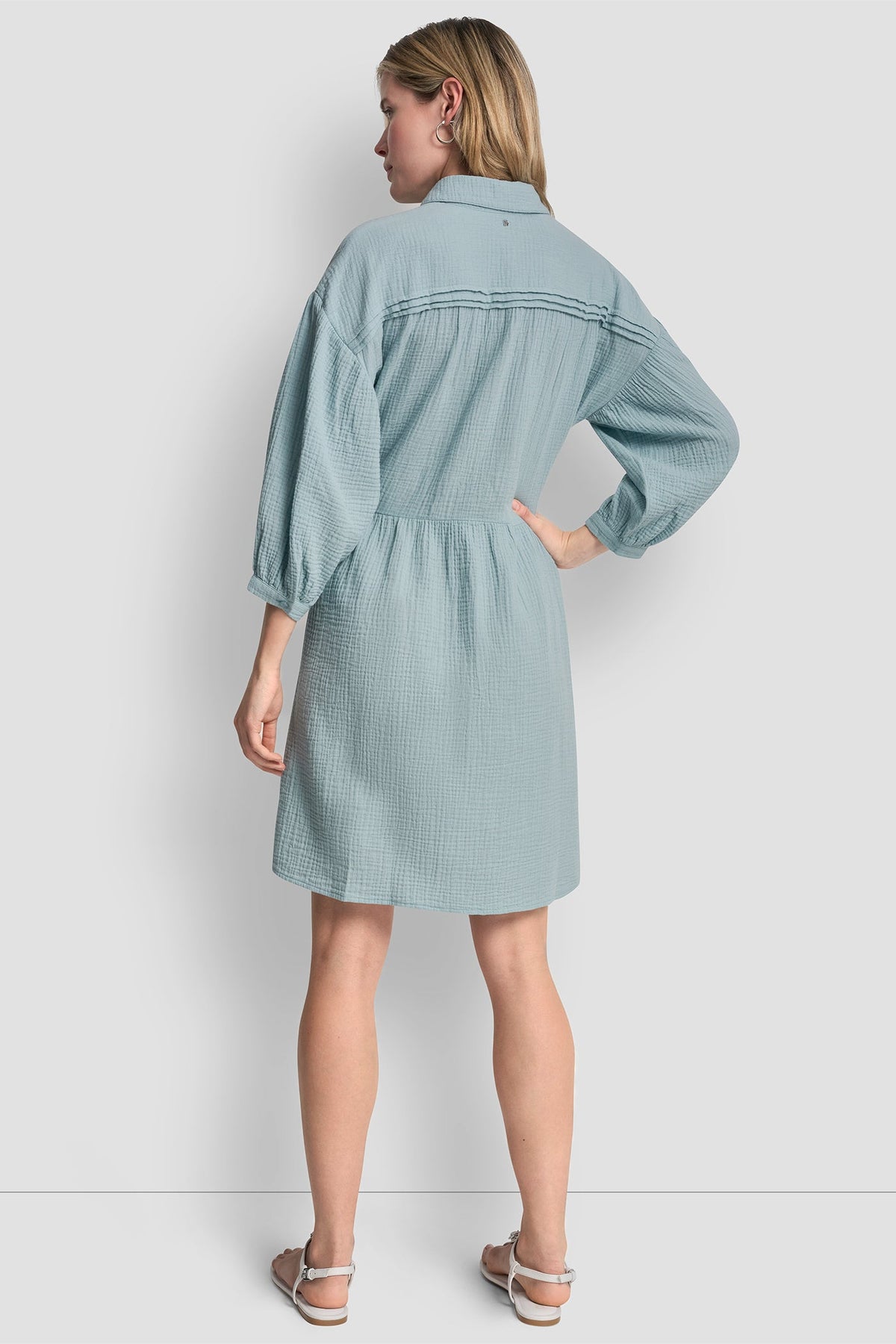 DKNY GAUZE V-NECK DRESS